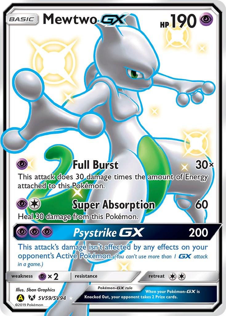 Hidden Fates Mewtwo GX Pokémon card